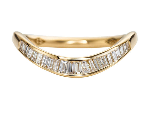 Curved Baguette Diamond Wedding Band