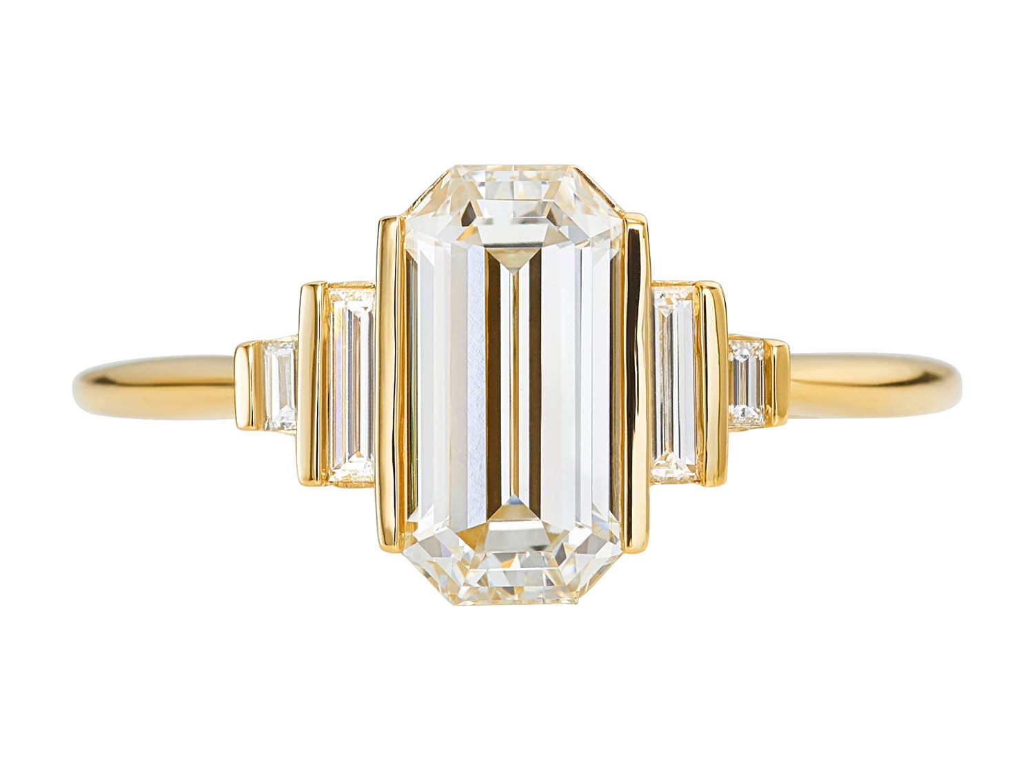 Geometric Emerald Cut Diamond Engagement Ring