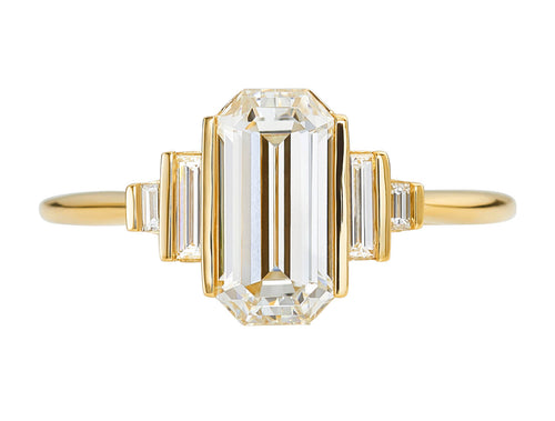 Geometric Emerald Cut Diamond Engagement Ring