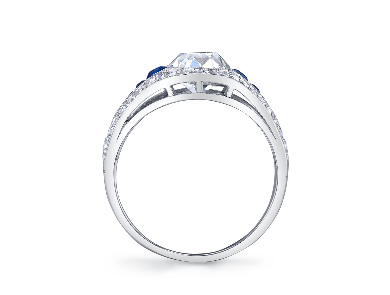 Antique  Art Deco Diamond and Sapphire Ring (circa 1920's)
