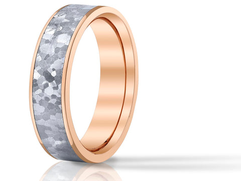White and Rose Gold Men's Wedding Band