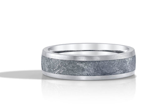 White and Rose Gold Men's Wedding Band