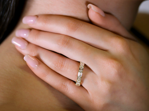 Emerald Diamond Eternity Wedding Band