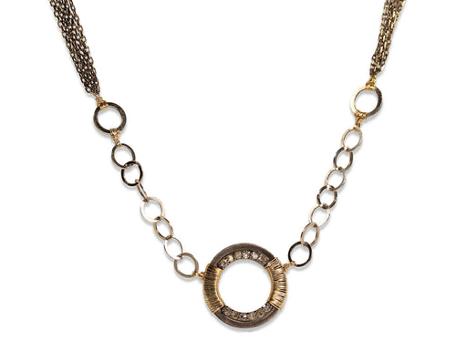 Pavé Rustic Gray Diamond Long Necklace