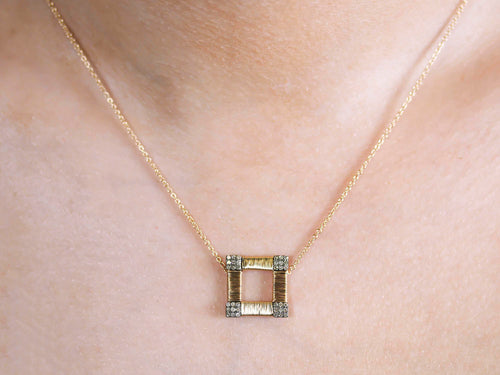 ﻿Pavé Rustic Gray Diamond Pendant Necklace