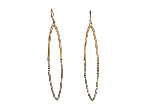 Pavé Gray Rustic Diamond Drop Earrings