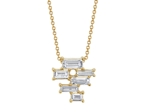 Petite Pavé Diamond Bar Necklace in Rose Gold