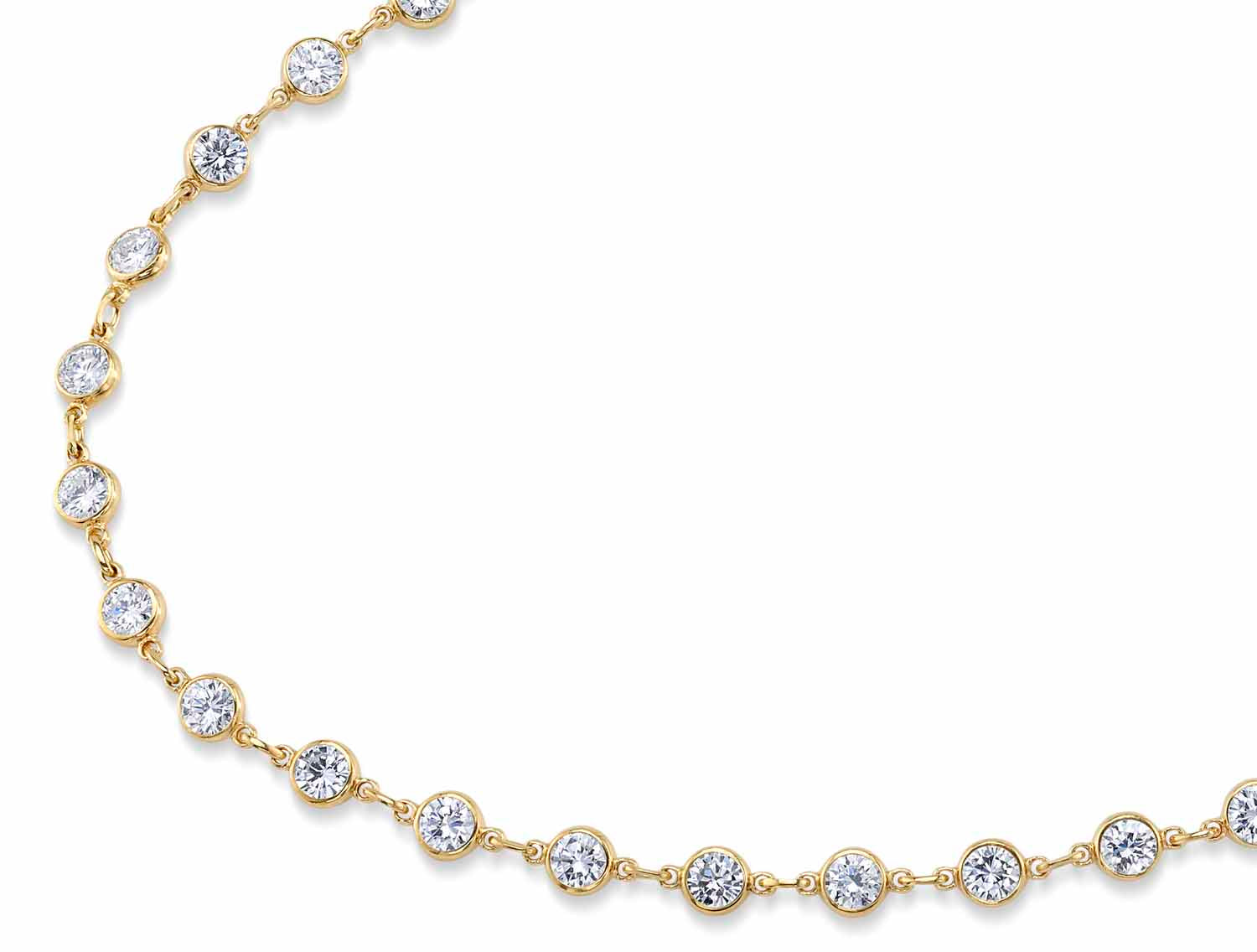 Bezel Brilliant Diamond Necklace in 18K Yellow Gold