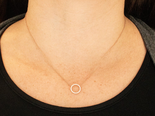 Petite "Circle of Diamonds" Necklace in 14K Rose Gold