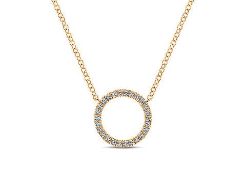 Petite "Circle of Diamonds" Necklace in White Gold