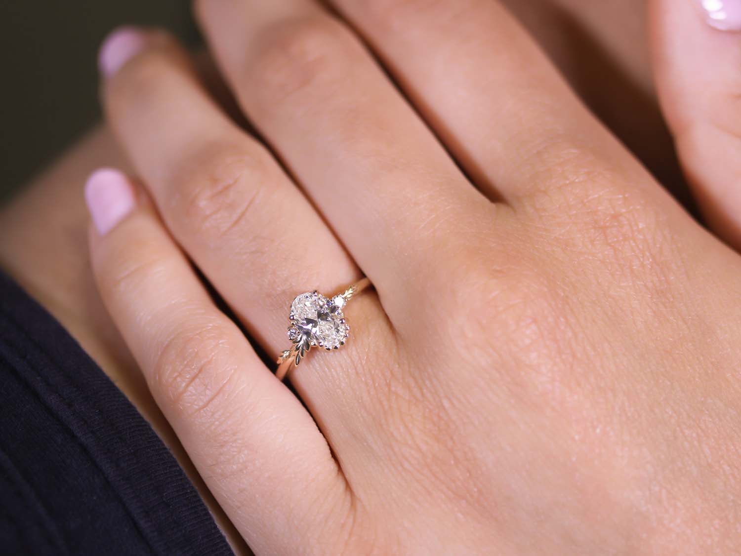 Oval Diamond Three-Stone Engagement Ring