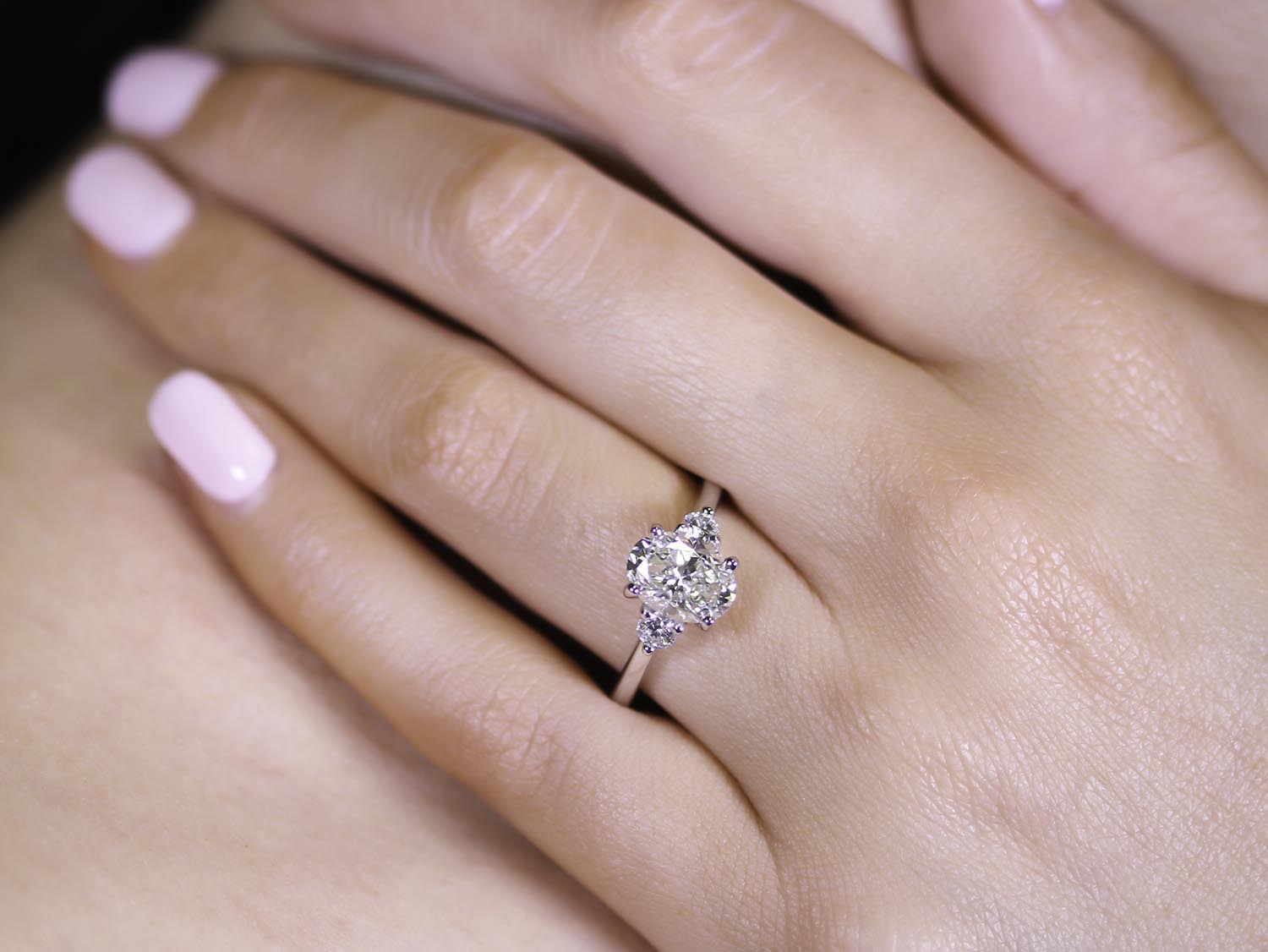 Oval Diamond Three-Stone Engagement Ring