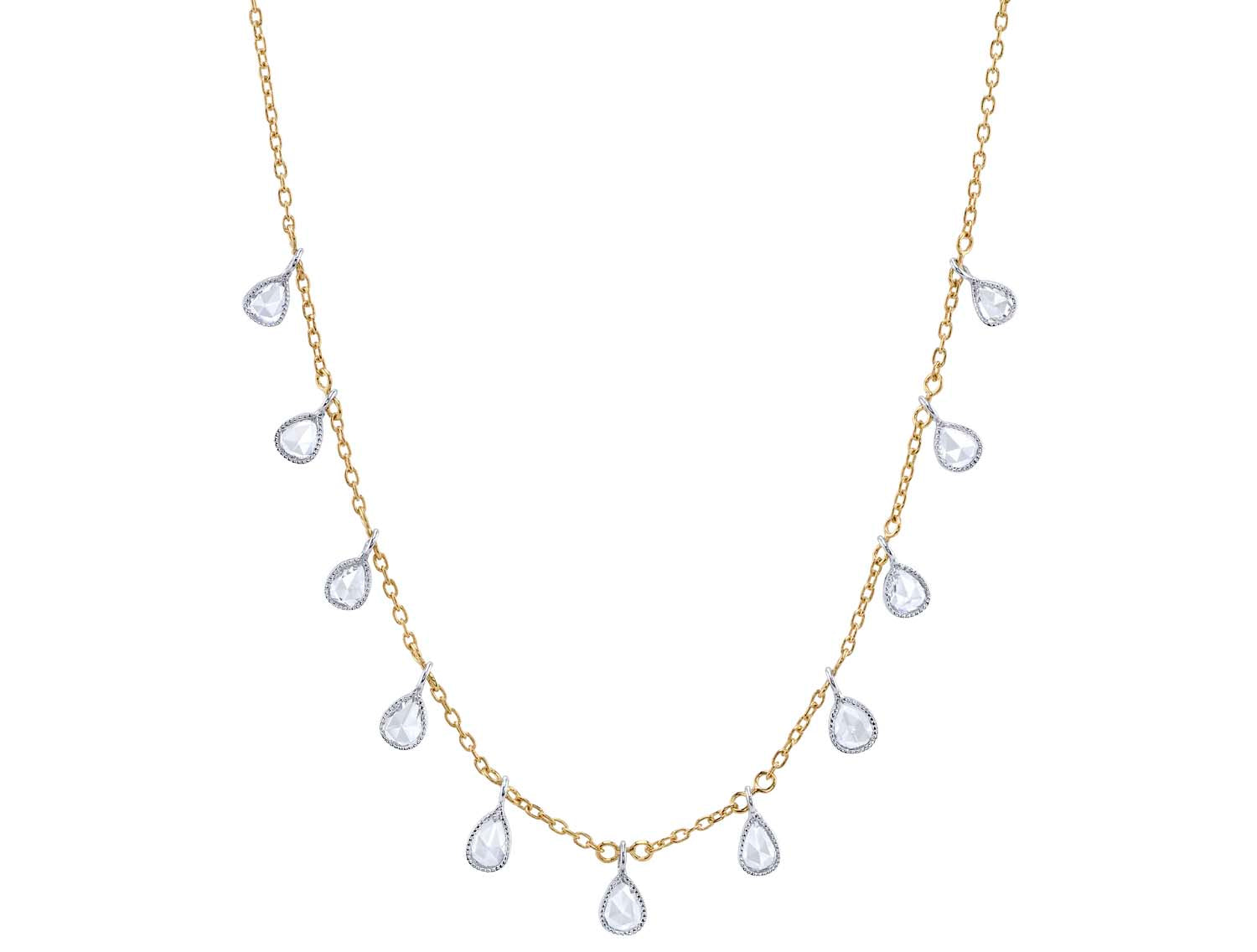Pear Rose Cut Diamond Necklace