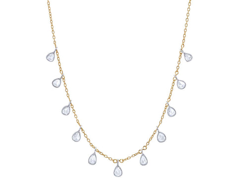 Rose Cut Diamond Flower Necklace in Platinum