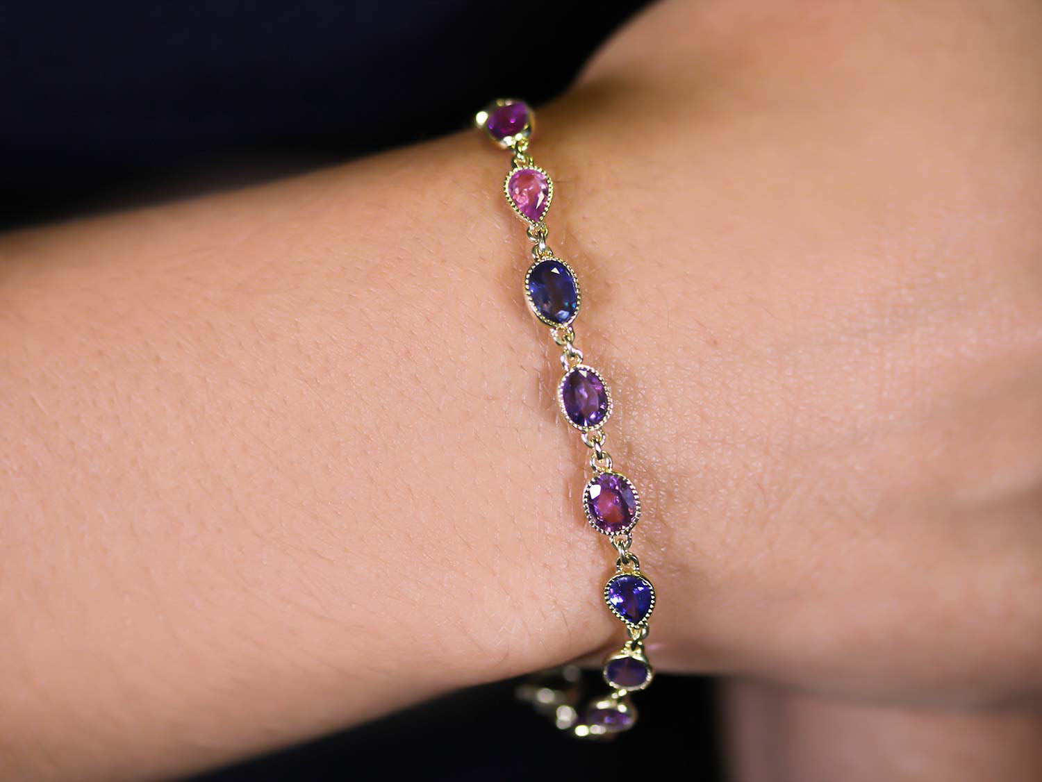Multi-Colored Rose Cut Sapphire Bracelet