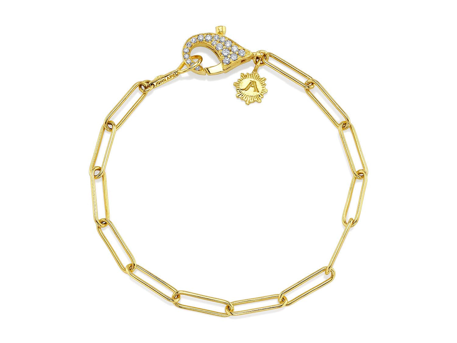 Paperclip Chain Bracelet with Diamond Covered Clasp