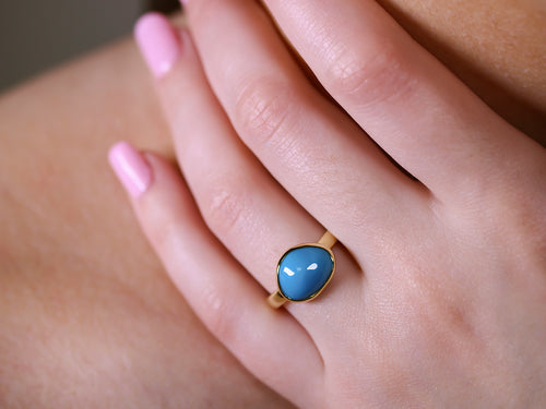 Bezel Set Turquoise Ring in 18K Yellow Gold