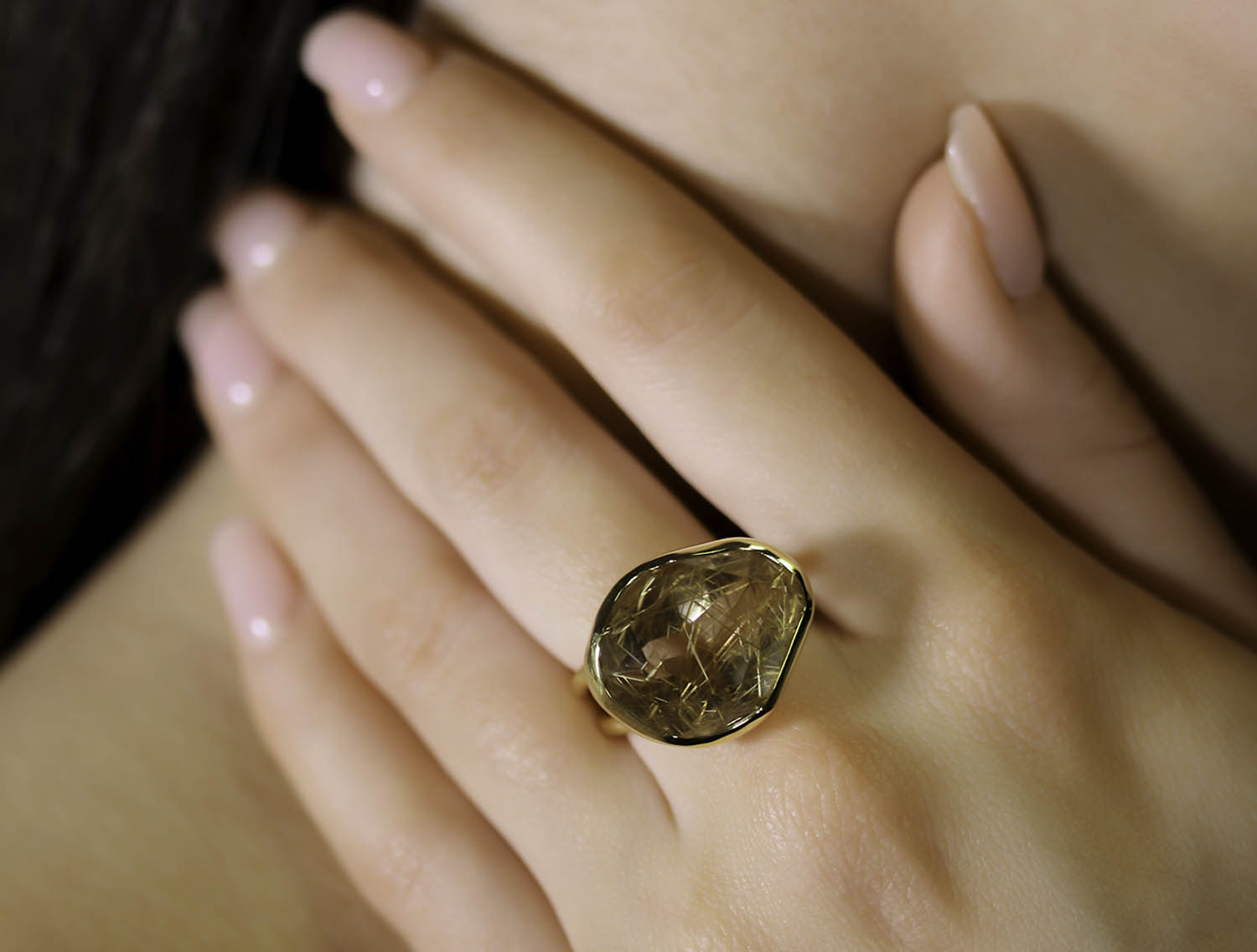 Bezel Set Rutilated Quartz Ring
