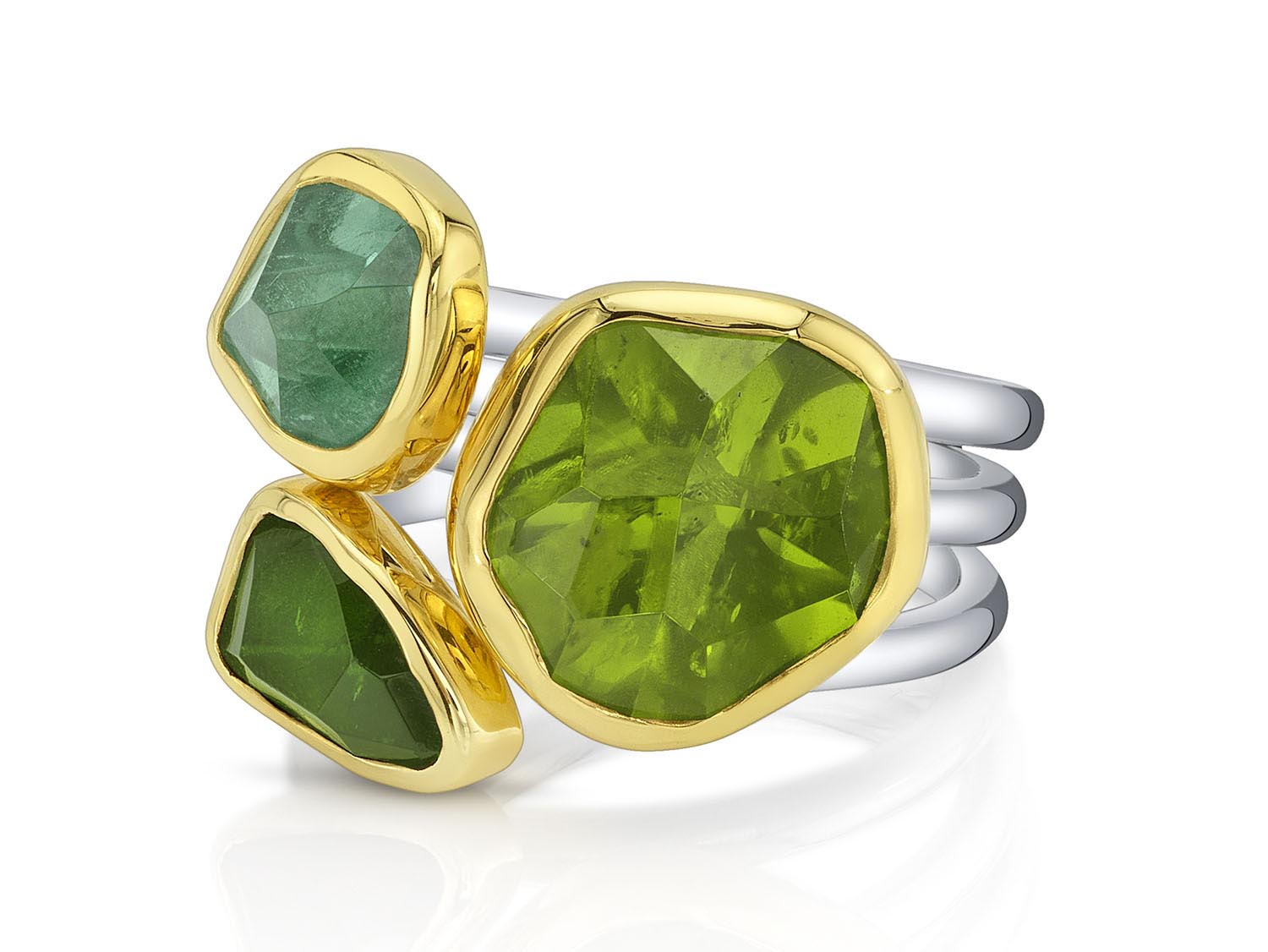 Tourmaline and Green Peridot Multi-Gemstone Ring
