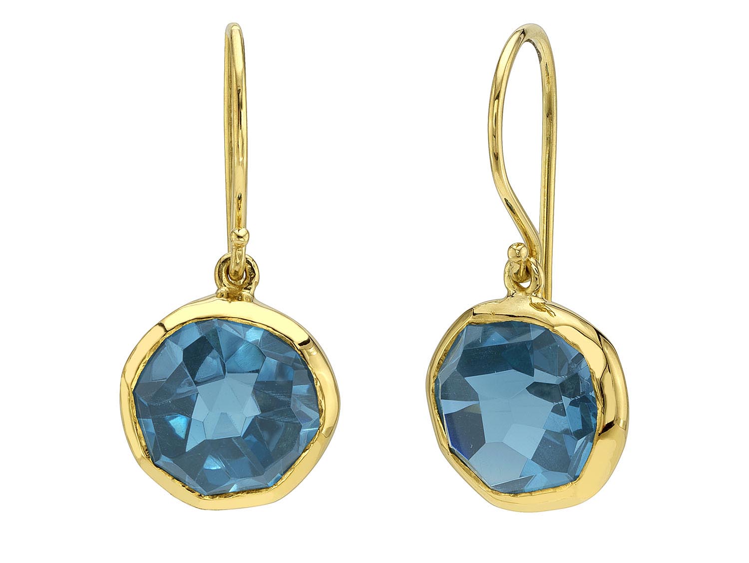 Bezel Set London Blue Topaz Drop Earrings