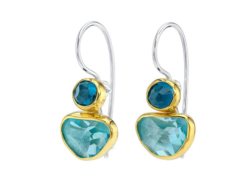 Aquamarine and London Blue Topaz Drop Earrings