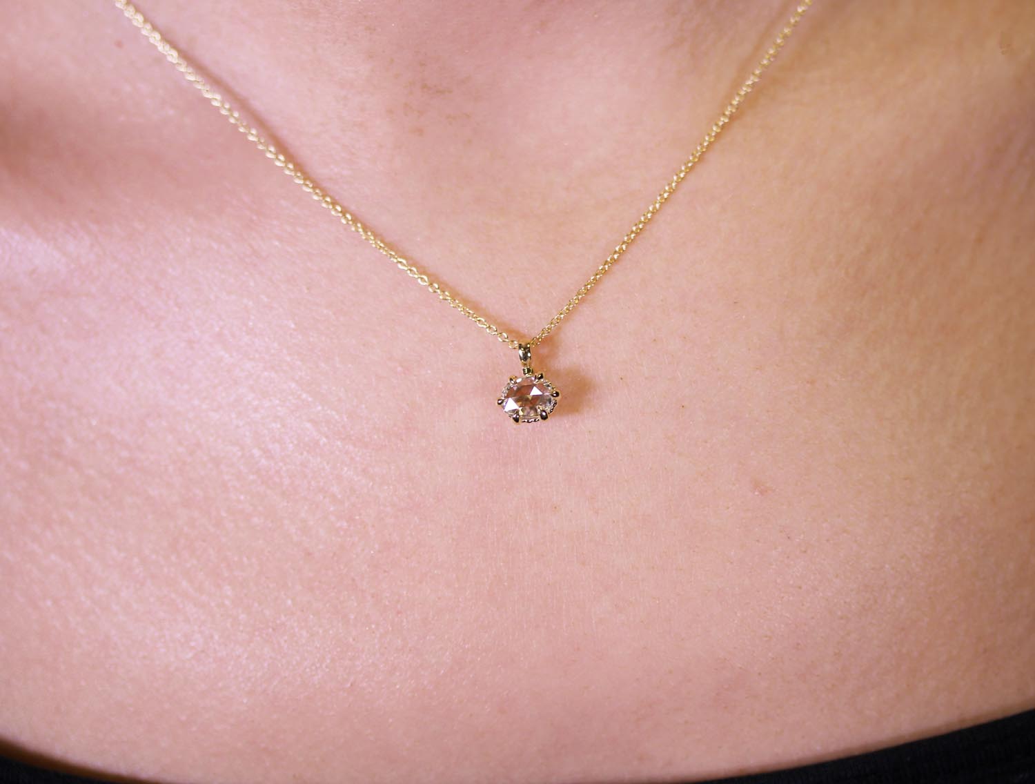 Rose Cut Oval Cushion Diamond Necklace