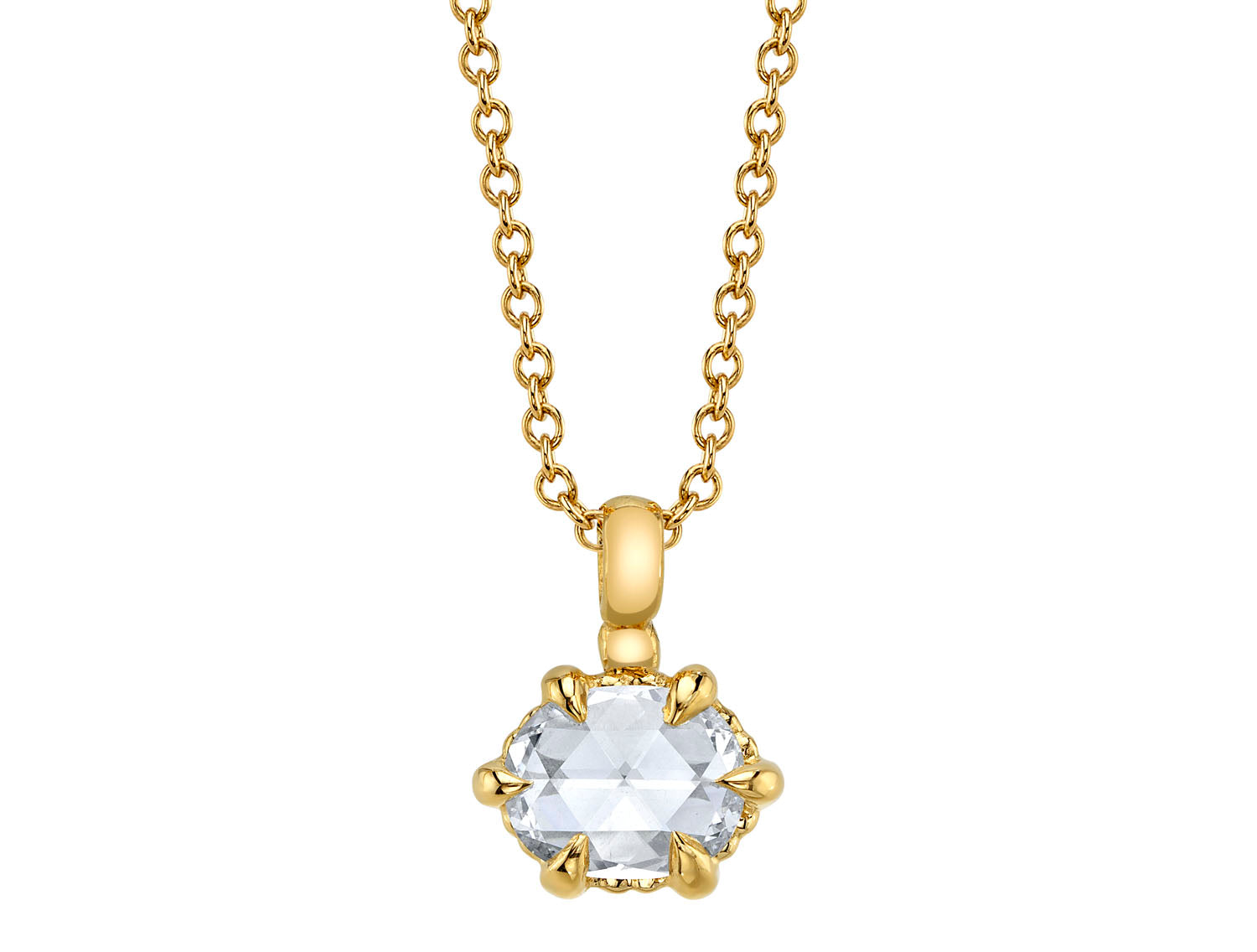 Rose Cut Oval Cushion Diamond Necklace