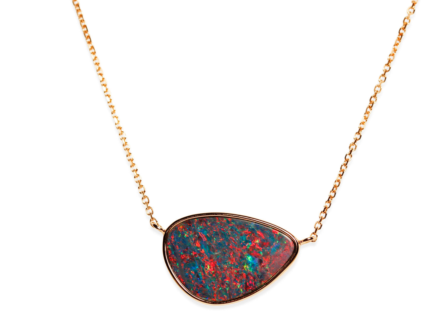 Opal Doublet Pendant Necklace in 14K Rose Gold