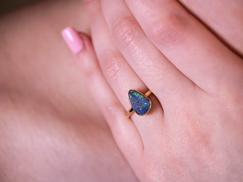 Opal Doublet Ring in 14K Yellow Gold