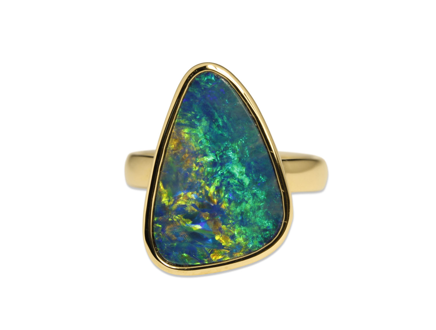 Opal Doublet Ring in 14K Yellow Gold