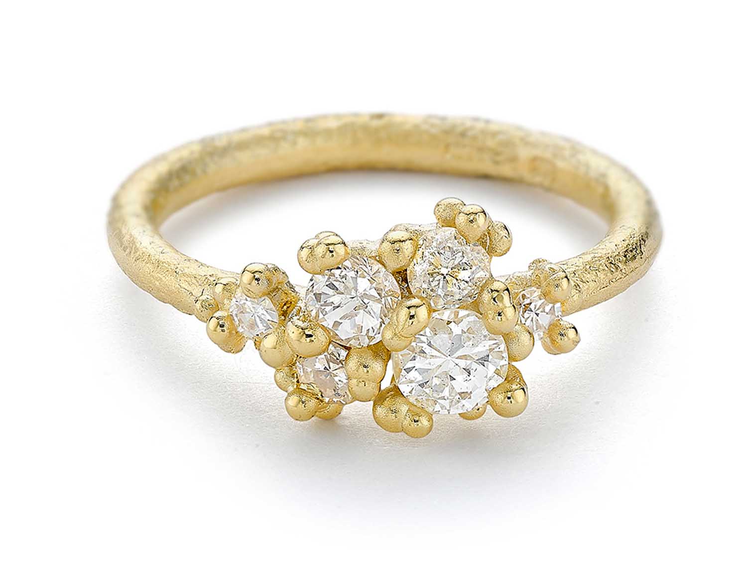 Antique Diamond Asymmetric Cluster Ring