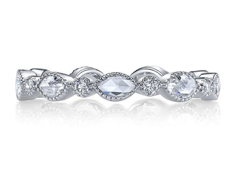 Round and Baguette Diamond Eternity Wedding Band
