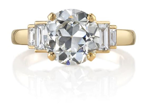 Vintage-Inspired Champagne Diamond Cluster Ring