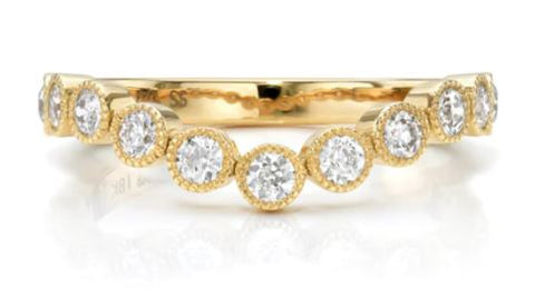 Vintage-Inspired "Elizabeth" Diamond Wedding Band in 18K Yellow Gold