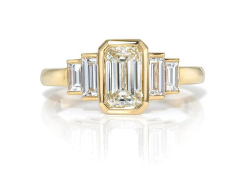 Three-Stone Emerald Cut Diamond Engagement Ring