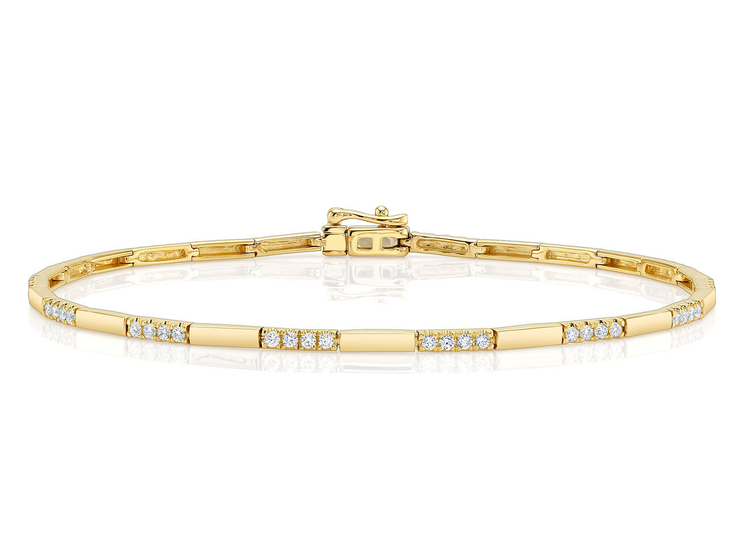 Pavé Diamond and Gold Bar Tennis Bracelet