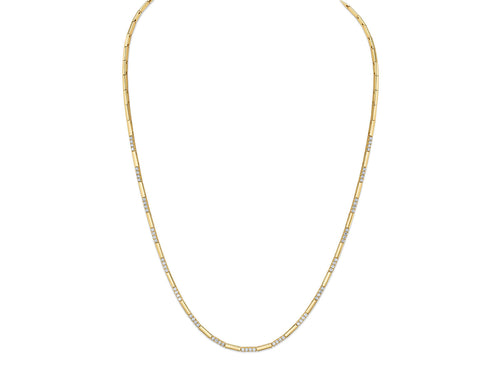 Pavé Diamond and Gold Bar Tennis Necklace