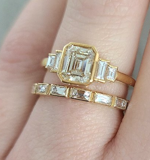 Vintage-Inspired French Cut Diamond "Julia" Wedding Band