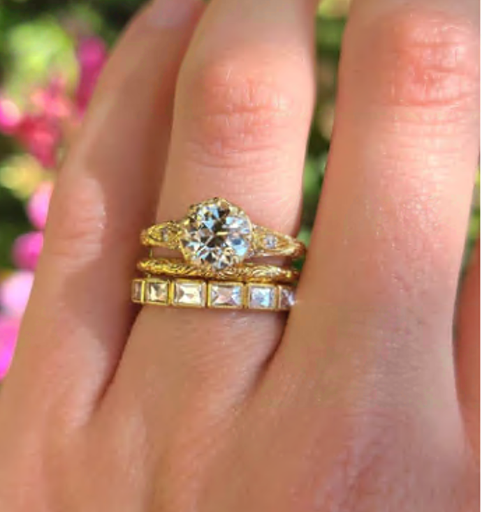 Vintage-Inspired French Cut Diamond "Julia" Wedding Band