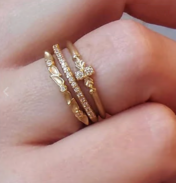 Diamond "Buttercup Petals" Wedding Band