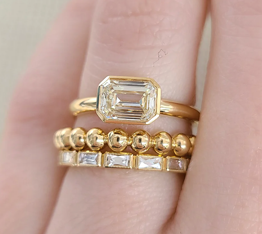 Vintage-Inspired French Cut Diamond "Julia" Wedding Band