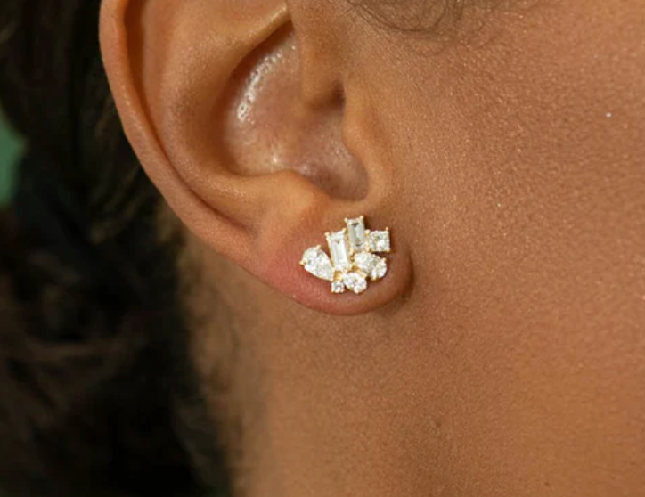 Diamond Trellis Bud Stud Earrings