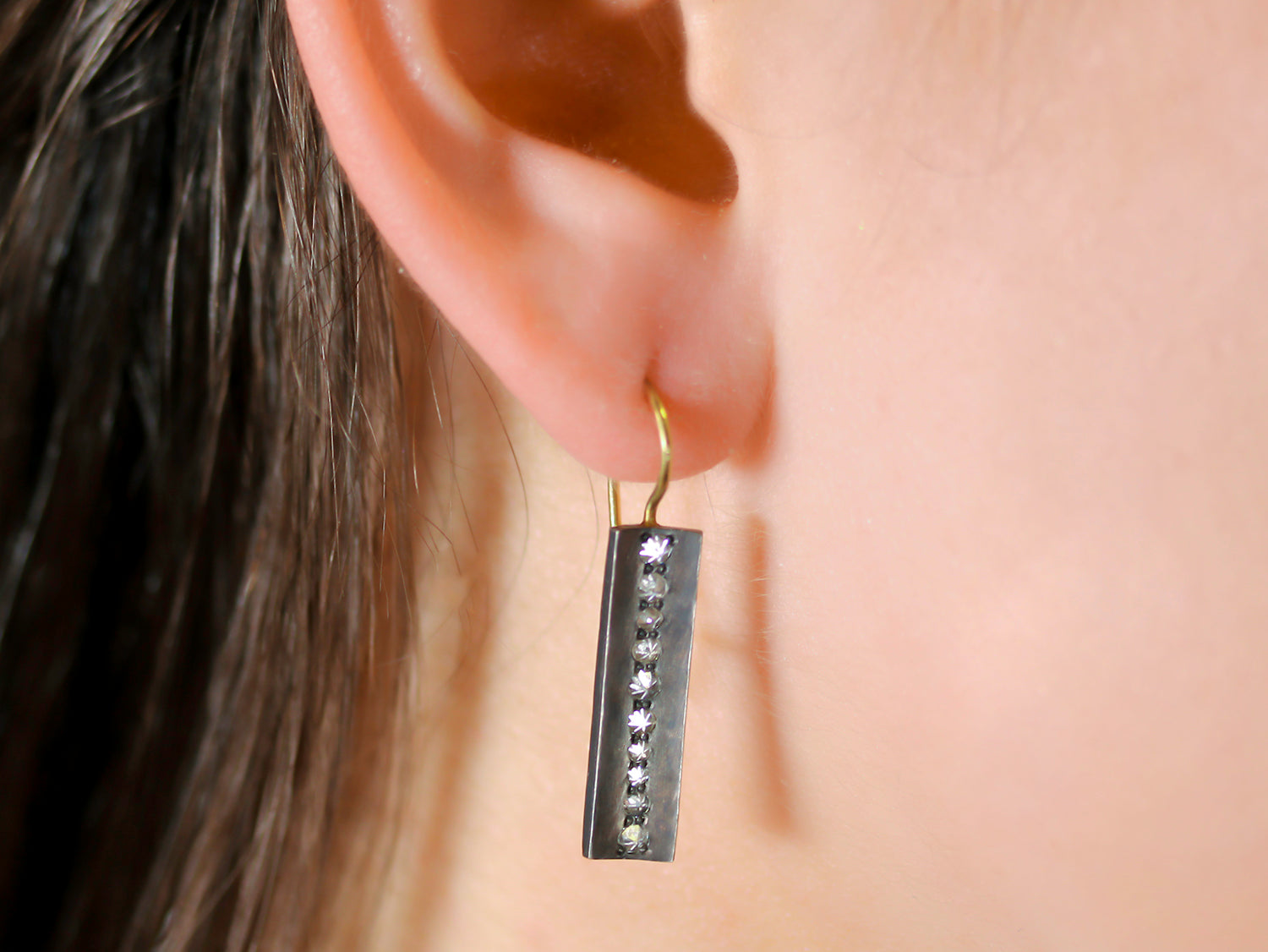 Inverted (Upside Down) Diamond Channel Drop Earrings