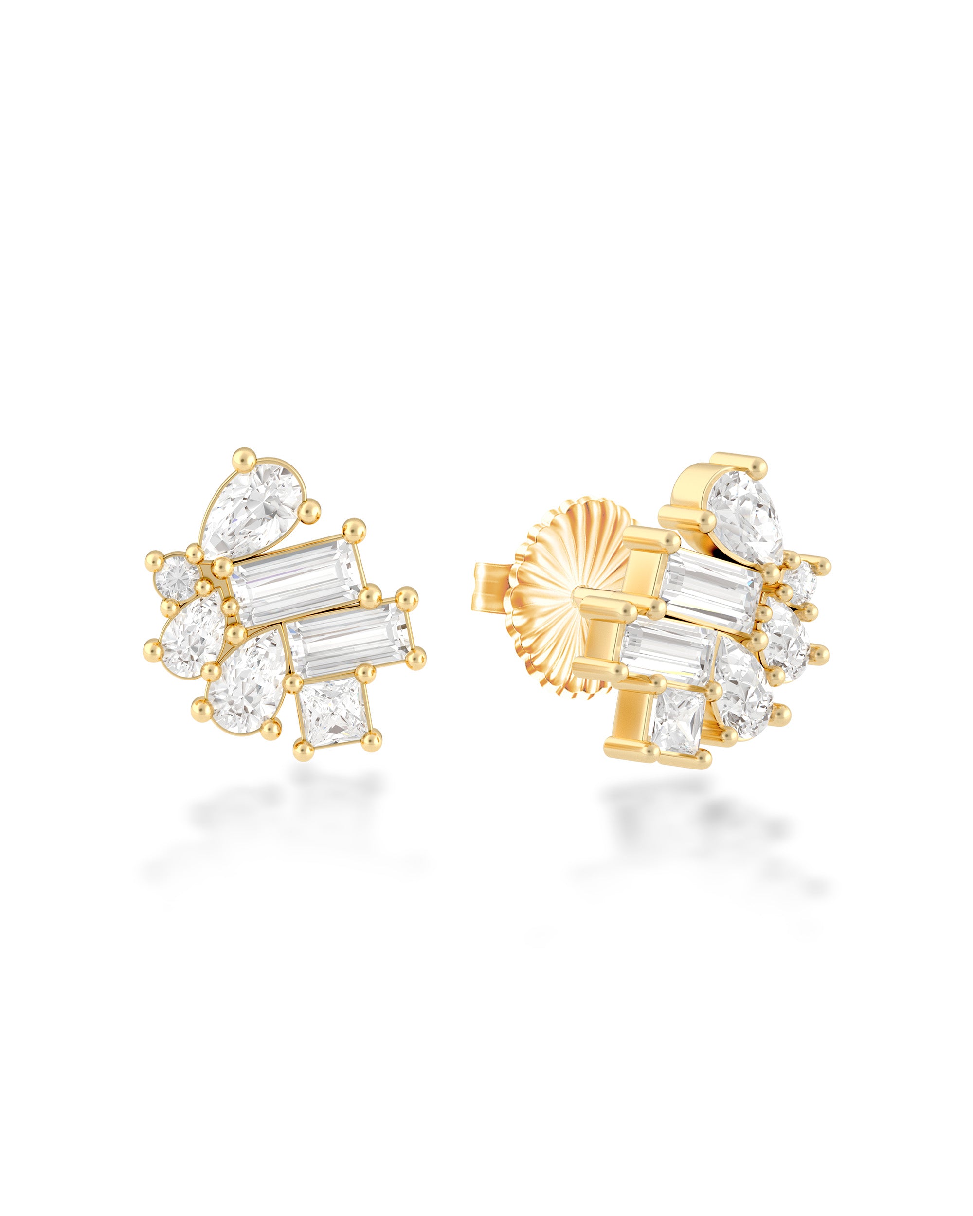 Diamond Trellis Bud Stud Earrings