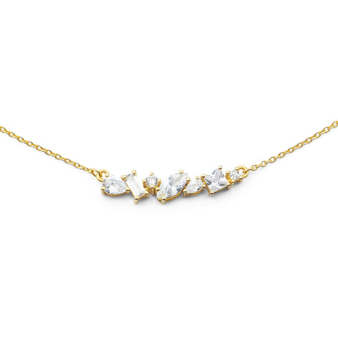 Petite Pavé Diamond Bar Necklace in Rose Gold