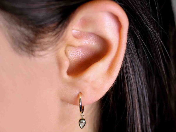 Inverted (Upside Down) Diamond 14mm Hoop Earrings (Small)