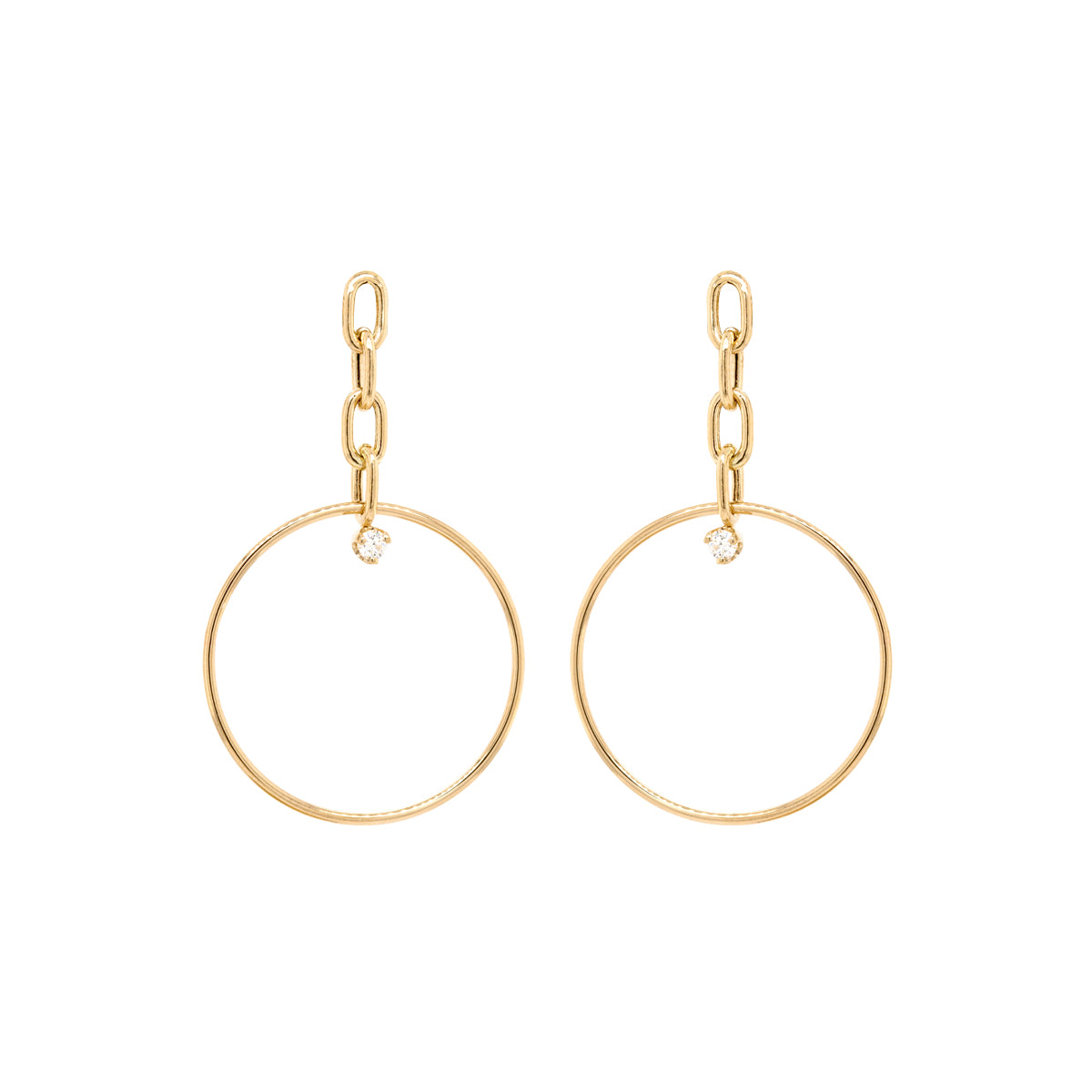 Link Chain Drop Diamond Earrings