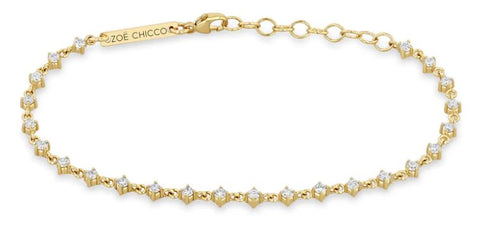 Dangling Diamond Chain Link Bracelet in 14K Yellow Gold