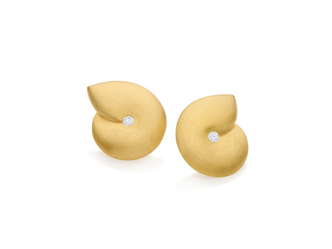 White Diamond Huggie Earrings in Blackened White Gold