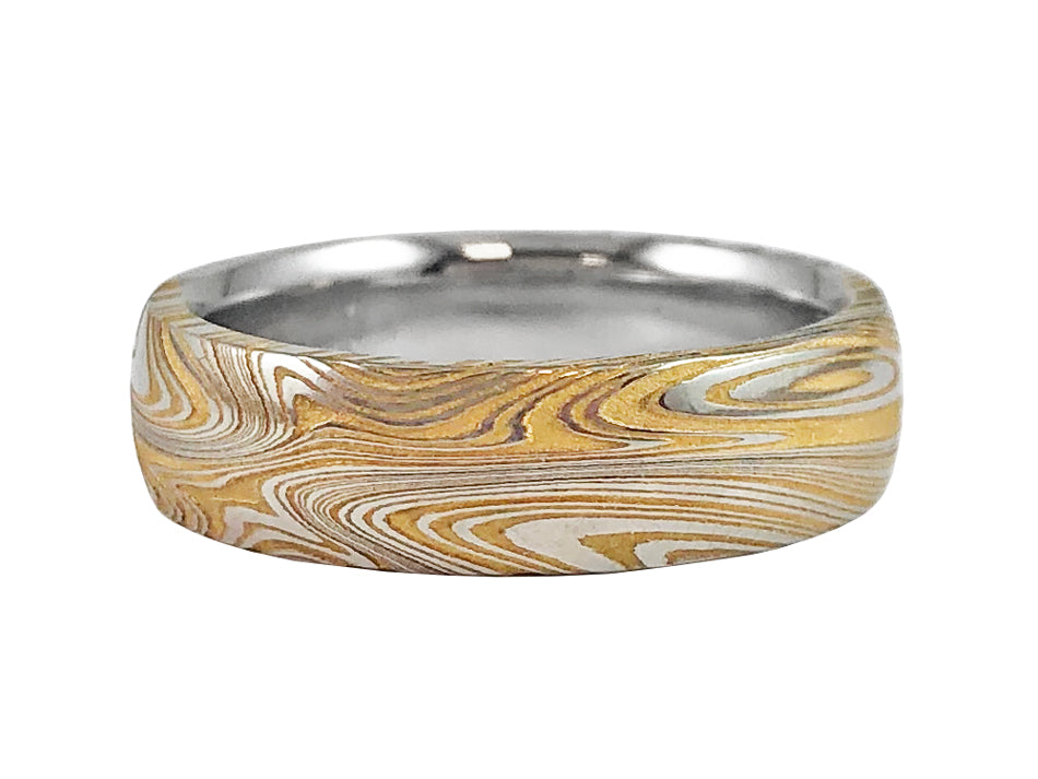 Washed Damascus Steel Men's Wedding Band